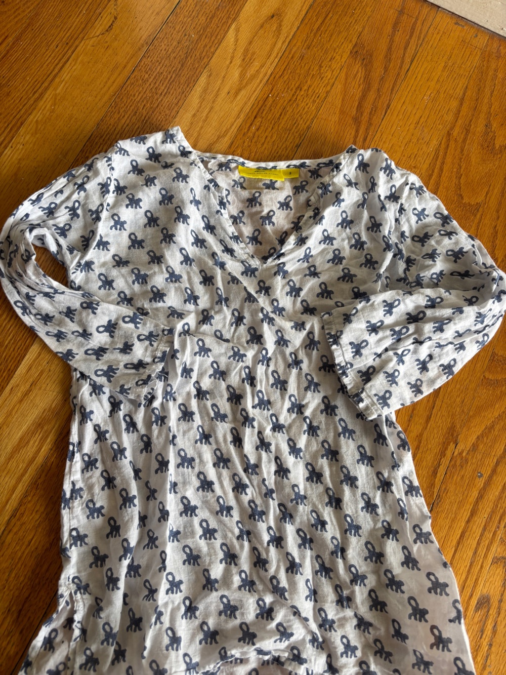 Roller Rabbit Kids Swim Coverup White with Navy Print